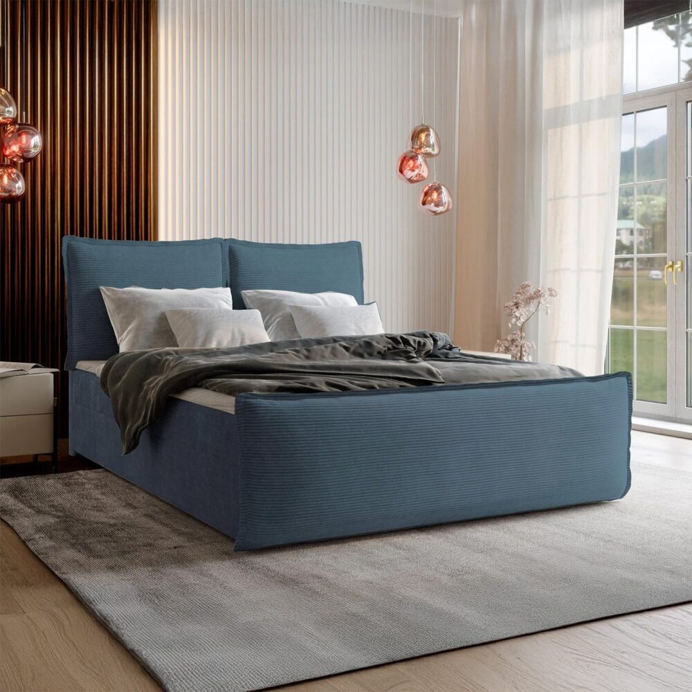 Opberg Boxspring Ribstof Montana incl. voetbord - Direct leverbaar