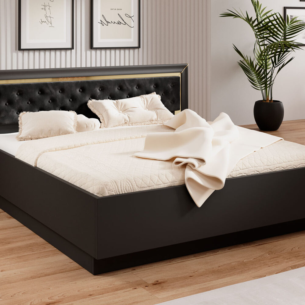 Tweepersoonsbed ARNOLI 180x200 cm zwart