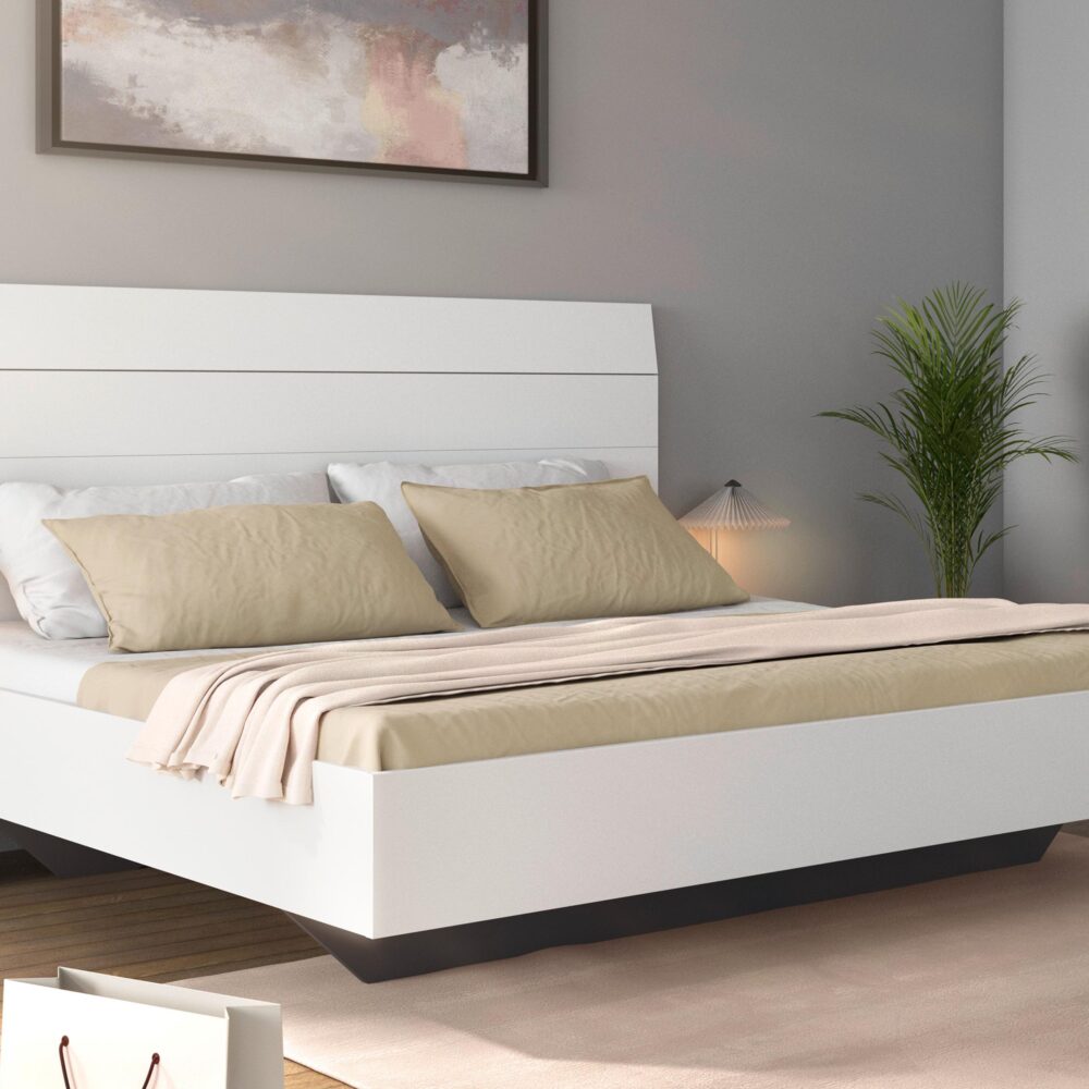 Tweepersoonsbed FLORILLA 180x200 cm wit