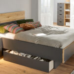 Tweepersoonsbed LAAM 140x200 cm grafiet met lades