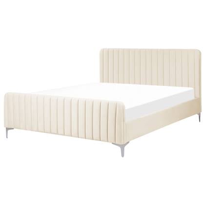 Beliani - LUNAN - Tweepersoonsbed - Beige - 160 x 200 cm - Fluweel
