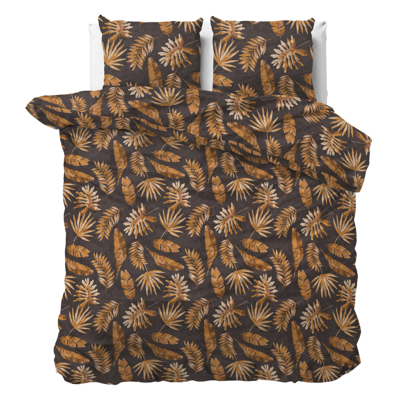 Dekbedovertrek Luusje - Lits-Jumeaux (240x220 cm) - Goud Microvezel - Dessin: Bloemen, Patroon - Sleeptime - Dekbed-Discounter.nl