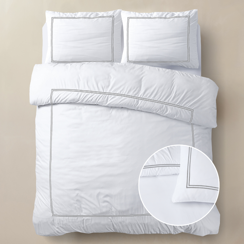 Dekbedovertrek Percale - Eenpersoons (140x200 cm) - Wit Percale katoen - Dessin: Luxe - Primaviera Deluxe - Dekbed-Discounter.nl