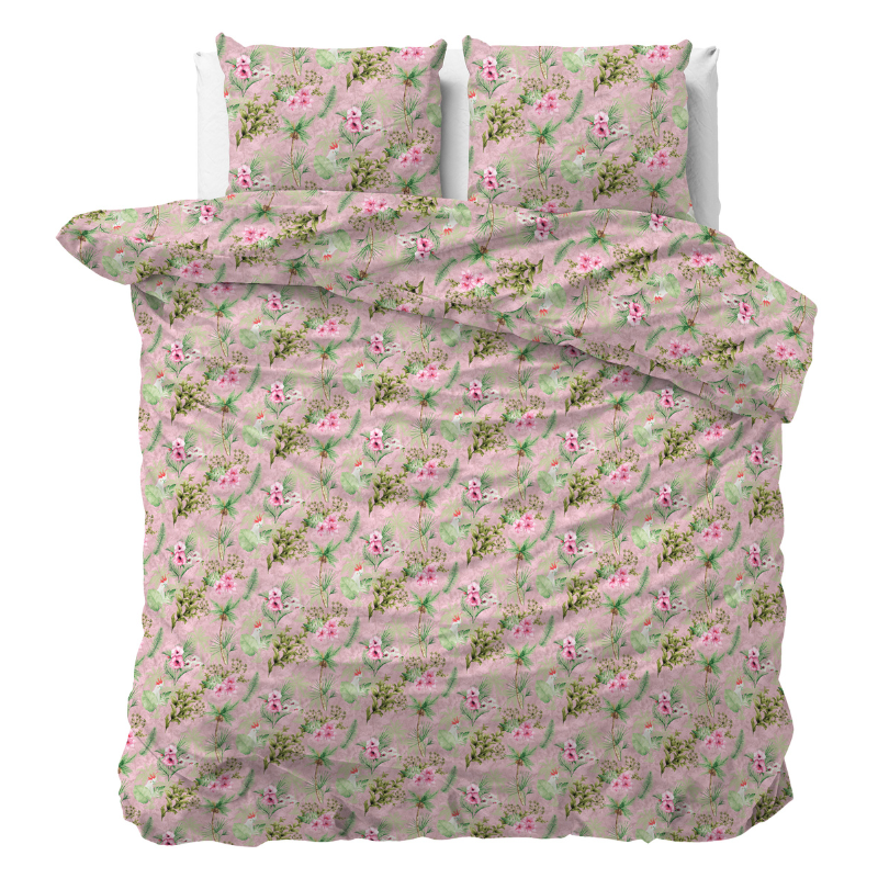 Dekbedovertrek Roses Soft - Lits-Jumeaux (240x220 cm) - Groen Polyester-katoen - Dessin: - Sleeptime Classy - Dekbed-Discounter.nl