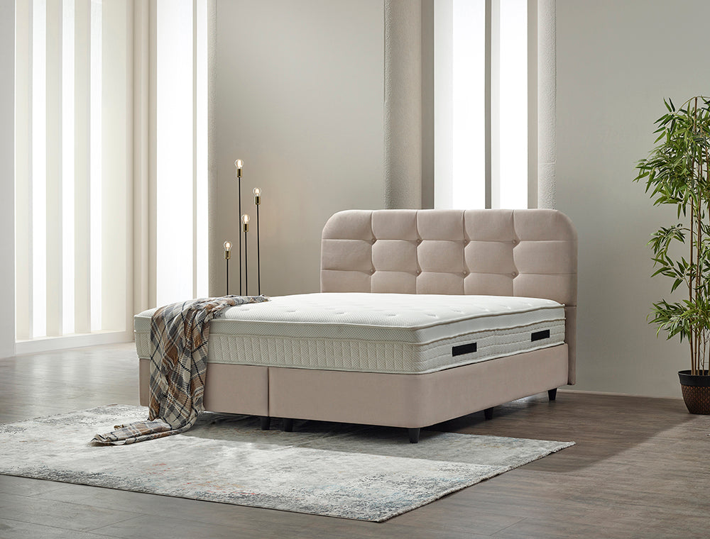 Dreamhouse - Rondo Boxspring met opbergruimte - Beige - 160 x 200 / zonder montage