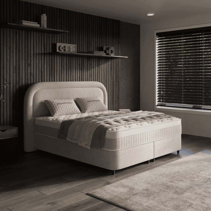 2-Persoons Boxspring met Opbergruimte - Essence - Beige 160x200 cm - Pocketveringen - Inclusief Topper - Dekbed-Discounter.nl