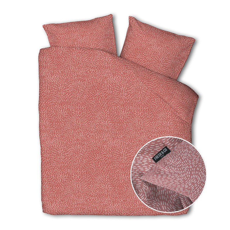 Dekbedovertrek Devotion - Eenpersoons (140x220 cm) - Rood Polyester-katoen - Dessin: Patroon - Fresh and Co - Dekbed-Discounter.nl