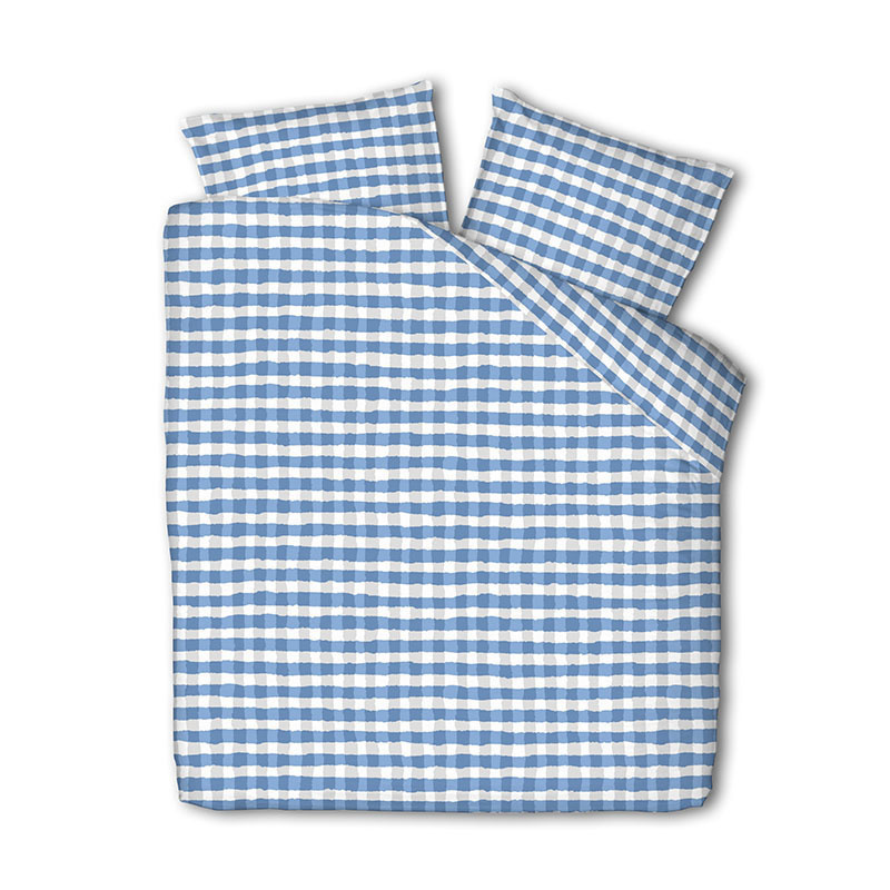 Dekbedovertrek Luna Squares - Lits-Jumeaux (240x220 cm) - Blauw Microvezel - Dessin: Ruiten - Luna Bedding - Dekbed-Discounter.nl