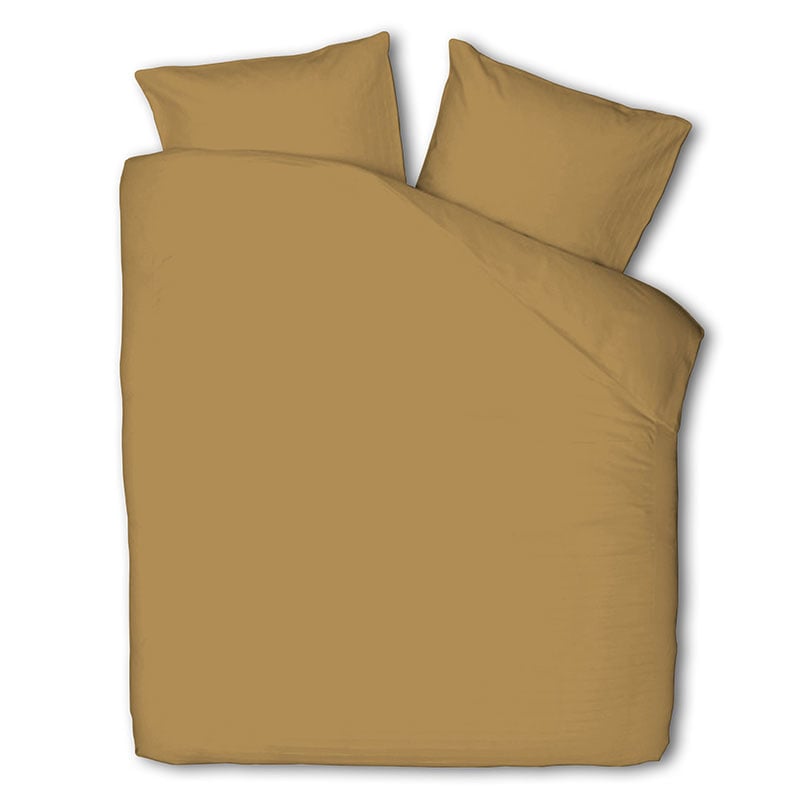 Dekbedovertrek Luna Uni - Eenpersoons (140x220 cm) - Okergeel Microvezel - Dessin: Effen - Luna Bedding - Dekbed-Discounter.nl