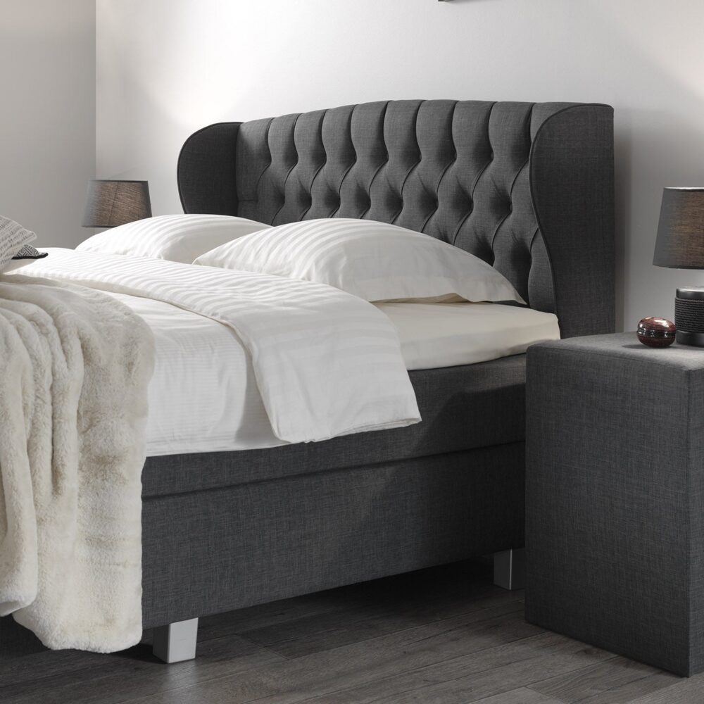 Dreamhouse - Nice Comfort Vlakke Boxspring - Antraciet - 140 x 200 / zonder montage / GRATIS levering