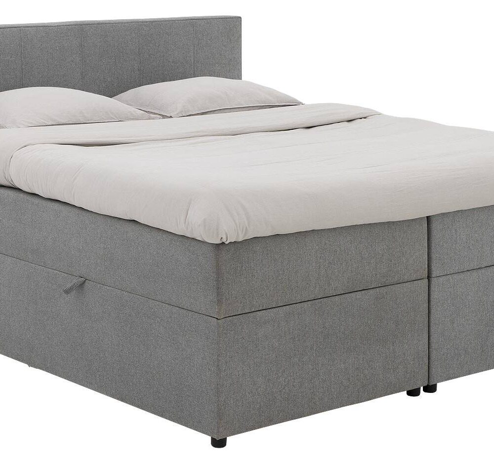 Goossens Basic Boxspring Compleet Store Storage Box, Vlak 160 x 200 cm (=2x 80 x 200 cm) met hoofdbord zonder voetbord incl. 2x matras