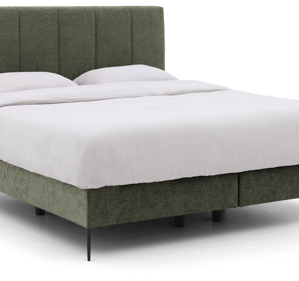 Goossens Boxspring Ease Solid Incl. Matras, Vlak 140 x 200 cm (=2x 70 x 200 cm) met hoofdbord + 2x matras shapes 1