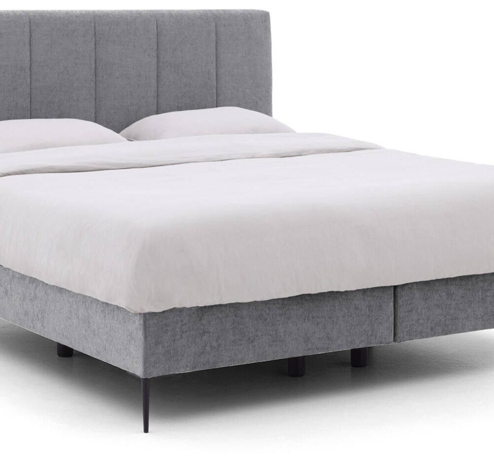 Goossens Boxspring Ease Solid Incl. Matras, Vlak 160 x 200 cm (=2x 80 x 200 cm) met hoofdbord + 2x matras shapes 1