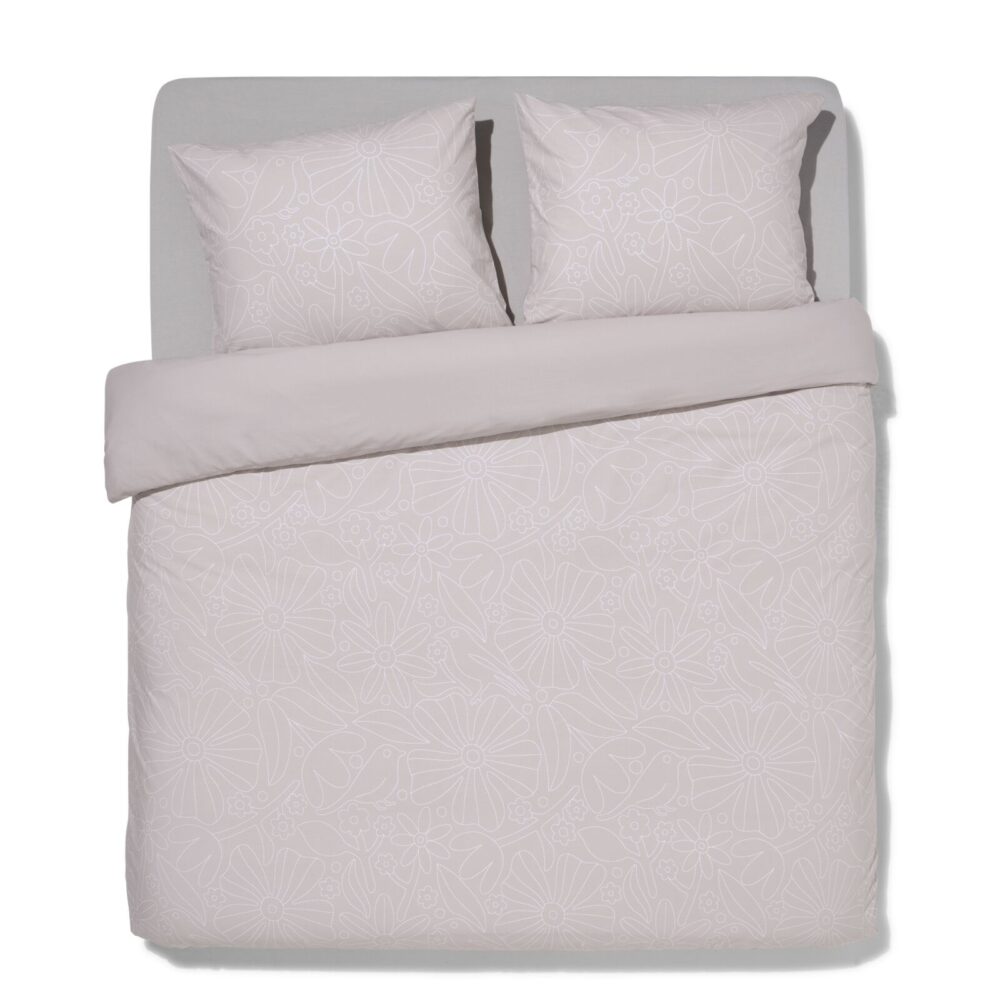 HEMA Dekbedovertrek Katoen 200x200/220 Beige Stiksel (taupe)