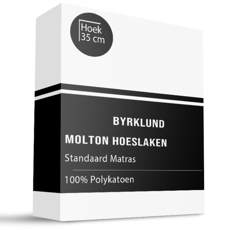 Molton Hoeslaken - Polyester Katoen - Wit - 180x200 cm - Byrklund Matrasbeschermer - Dekbed-Discounter.nl