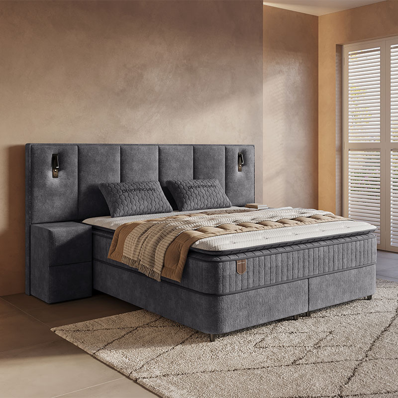 2-Persoons Boxspring met Opbergruimte - Cresta - Antraciet 180x200 cm - Pocketveringen - Inclusief Topper - Dekbed-Discounter.nl