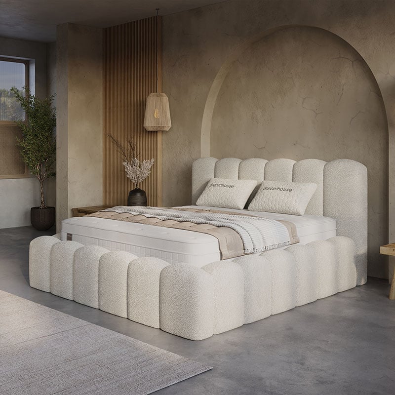 2-Persoons Boxspring met Opbergruimte - Harmony - Beige 160x200 cm - Pocketveringen - Inclusief Topper - Dekbed-Discounter.nl