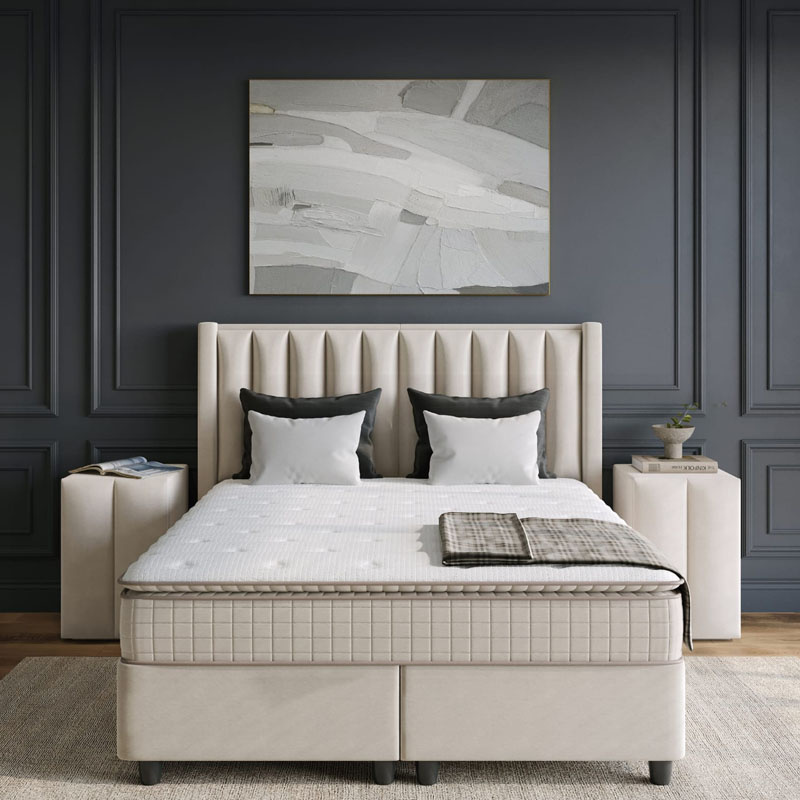 2-Persoons Boxspring met opbergruimte Blackpearl - Beige - Beige 180x220 cm - Pocketvering - Inclusief Topper - Dekbed-Discounter.nl