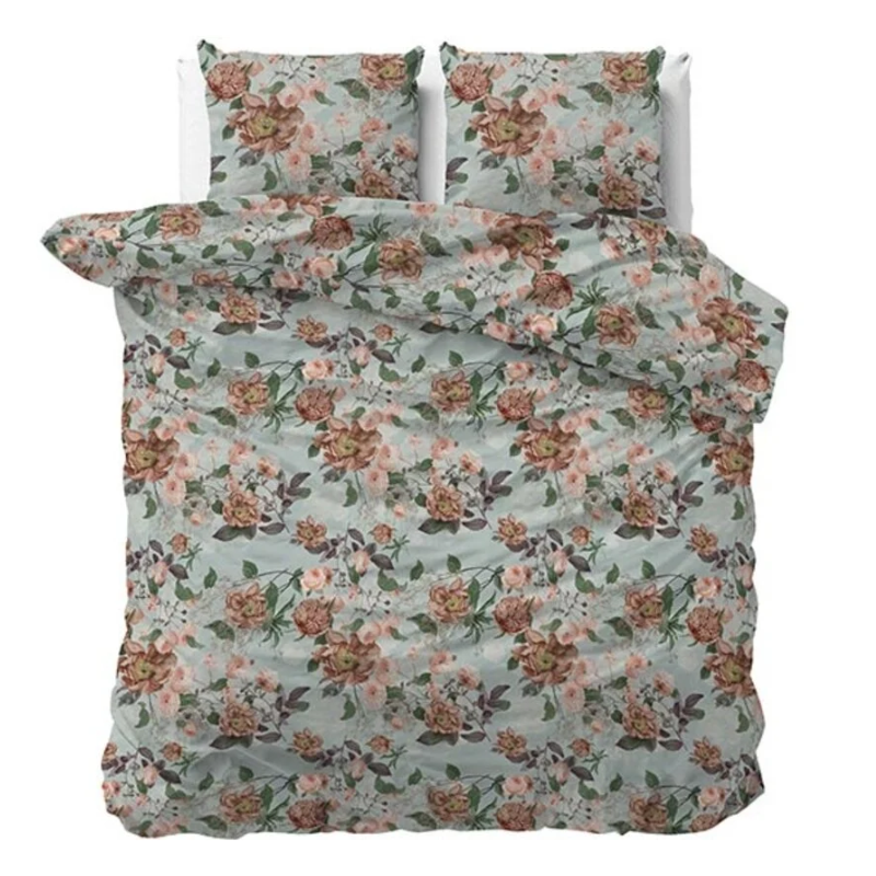Dekbedovertrek Natury - Eenpersoons (140x200 cm) - Groen Polyester-katoen - Dessin: Dieren - Sleeptime Elegance - Dekbed-Discounter.nl