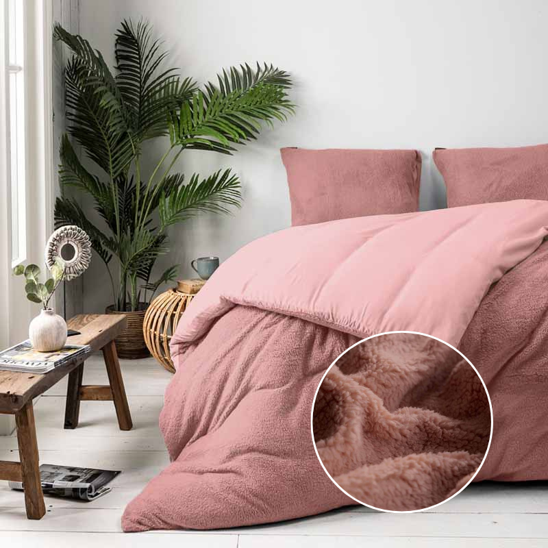 Dekbedovertrek Summer Teddy - Lits-Jumeaux (240x220 cm) - Roze Microvezel - Dessin: Effen - Fresh and Co - Dekbed-Discounter.nl