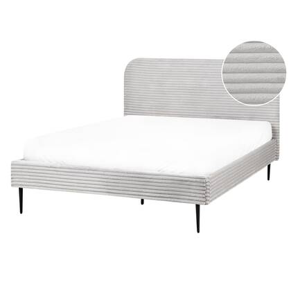 Beliani-FLAYAT -Tweepersoonsbed-Lichtgrijs-140 x 200 cm-Corduroy