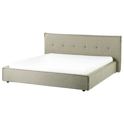 Beliani - LESTRE - Tweepersoonsbed - Groen - 180 x 200 cm - Linnen