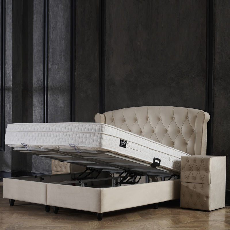 Boxspring Met Opbergruimte Aurora 180x200 Beige Met Opbergruimte Dreamhouse - Dekbed-Discounter.nl