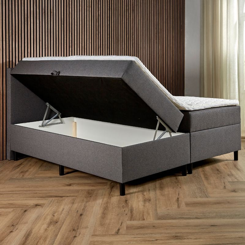 Boxspring Met Opbergruimte Billy 140x200 Cm Hoofdbord Stroken Met Opbergruimte Dekbed Discounter - Dekbed-Discounter.nl