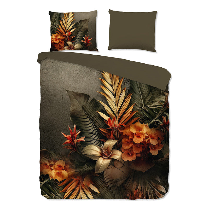 Dekbedovertrek Katoen Savory Natuur & Bloemen 140x200 Cm Good Morning - Dekbed-Discounter.nl