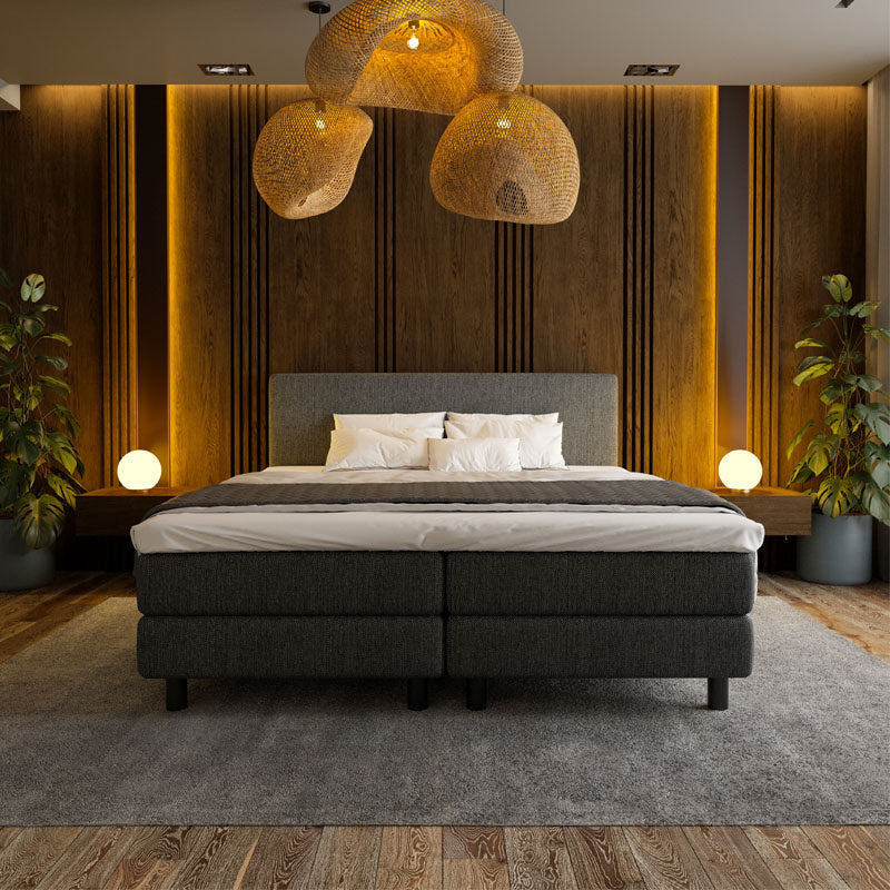 Boxspring Hotel Antraciet 140x210 Cm Comfortschuim + 4 Cm Incl. Montage Medium & 7 Comfortzones & Normale Instap & Direct Leverbaar Nova Spring -