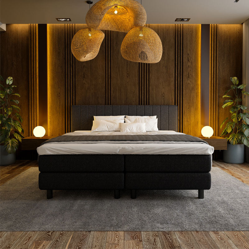 Boxspring Hotel Beam Zwart 160x200 Cm Koudschuim 10 Cm Excl. Montage Normale Instap & Medium & 7 Comfortzones & Direct Leverbaar Nova Spring -