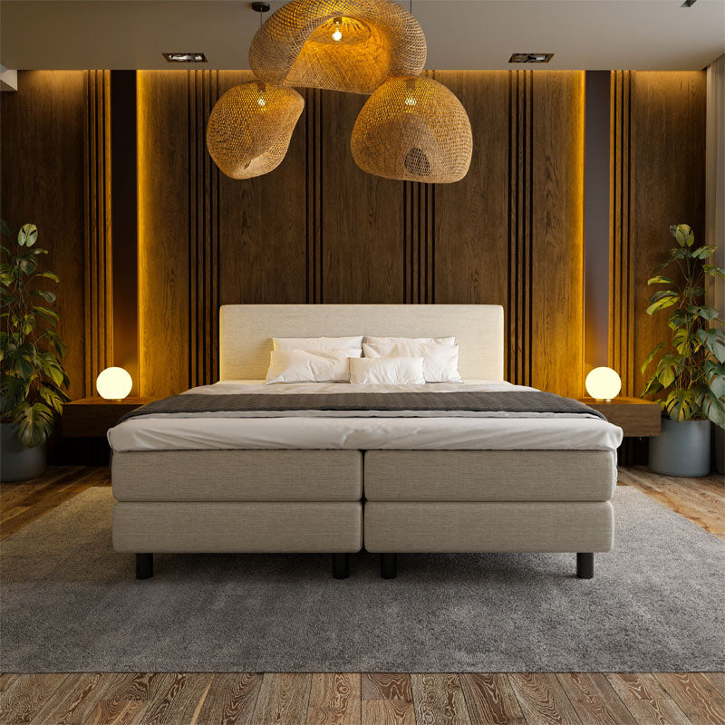 Boxspring Hotel Beige 140x200 Cm Koudschuim + 10 Cm Incl. Montage Medium & 7 Comfortzones & Normale Instap Nova Spring - Dekbed-Discounter.nl
