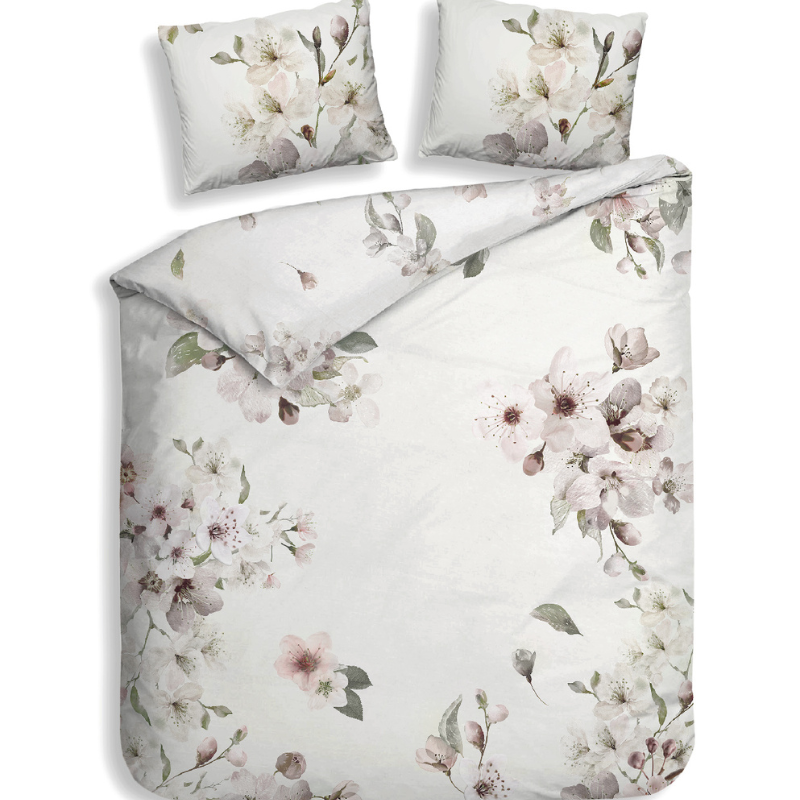 Dekbedovertrek Fai Katoen Satijn Off White Bloemen 260x200 Cm Anti Allergie Heckett Lane - Dekbed-Discounter.nl