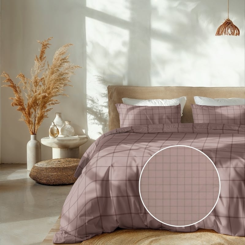 Dekbedovertrek Katoen Satijn Diamante Licht Rosé Ruiten 260x200 Cm Heckett Lane - Dekbed-Discounter.nl