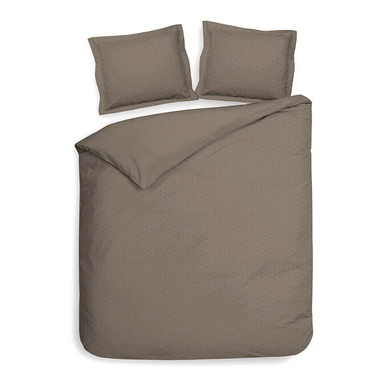 Dekbedovertrek Punto Katoen Satijn Taupe Stippen 260x200 Cm Verkoelend Heckett Lane - Dekbed-Discounter.nl