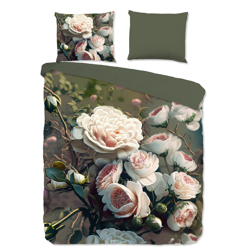 Dekbedovertrek White Roses Bloemen 200x200 Cm Pure - Dekbed-Discounter.nl