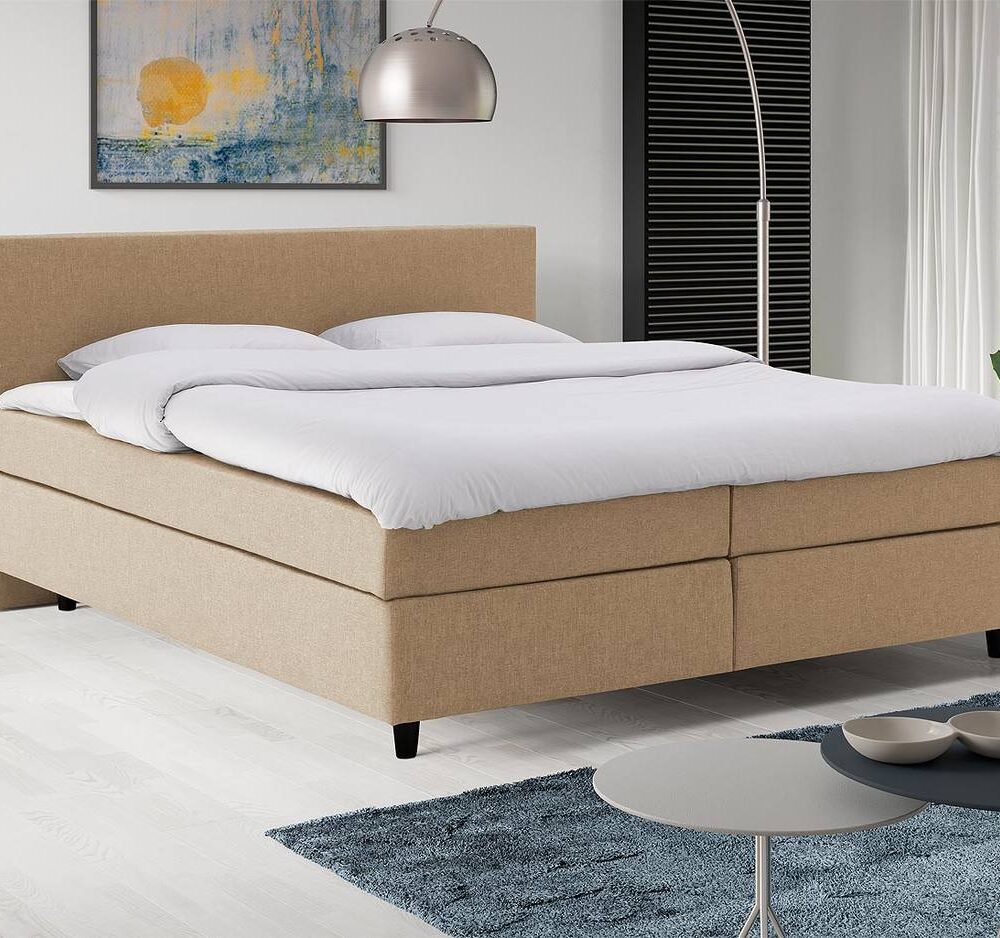 Goossens Basic Boxspring Compleet Iris, Vlak 160 x 200 cm (=2x 80 x 200 cm) met hoofdbord