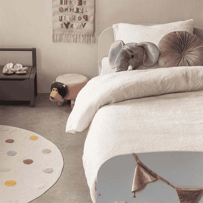Kinderdekbedovertrek Teddy Kids 140x200220 Cm Offwhite Effen Fresh And Co - Kids - 140x200220 Cm (Junior) - Fresh And Co - Dekbed-Discounter.nl