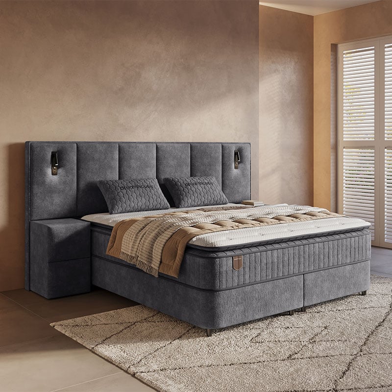 2-Persoons Boxspring Met Opbergruimte - Cresta XL - Antraciet 180x200 Cm - Pocketveringen - Inclusief Topper - Dekbed-Discounter.nl