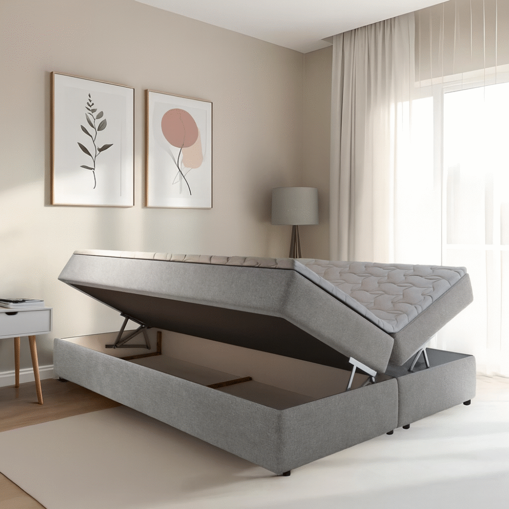 2dekans Opberg boxspring 140 x 200 Grijs - Zonder Hoofdbord - Schade bodemplaat