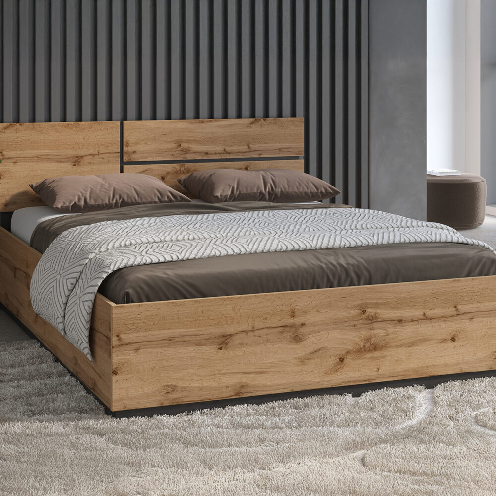 Bed CROSSAIR 160x200 cm wotan eik met opbergruimte