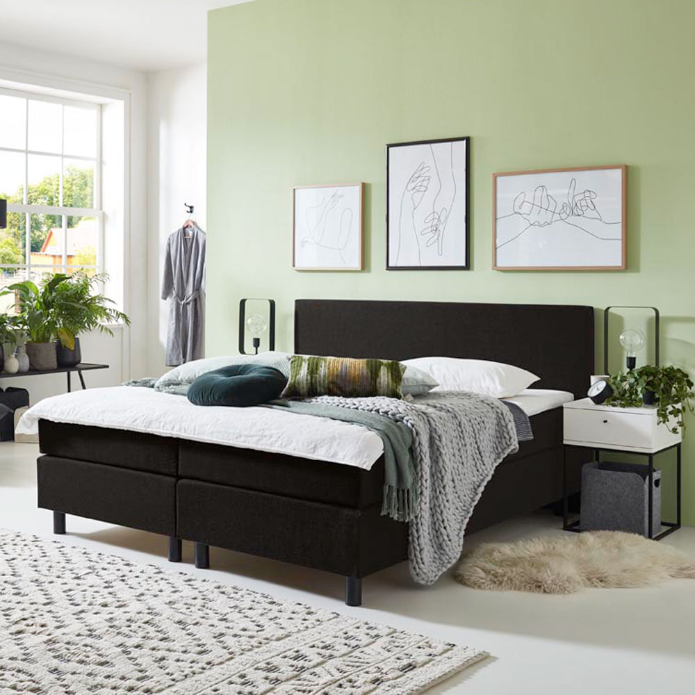 Boxspring 'Stockholm' kleur zwart, 160 x 200 cm