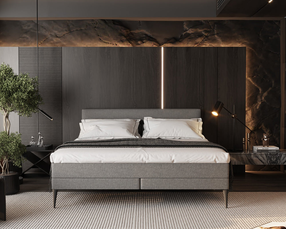 Brooklyn Boxspringset - Grijs, 180x200. Betaalbare grijze boxspring met ultiem slaapcomfort