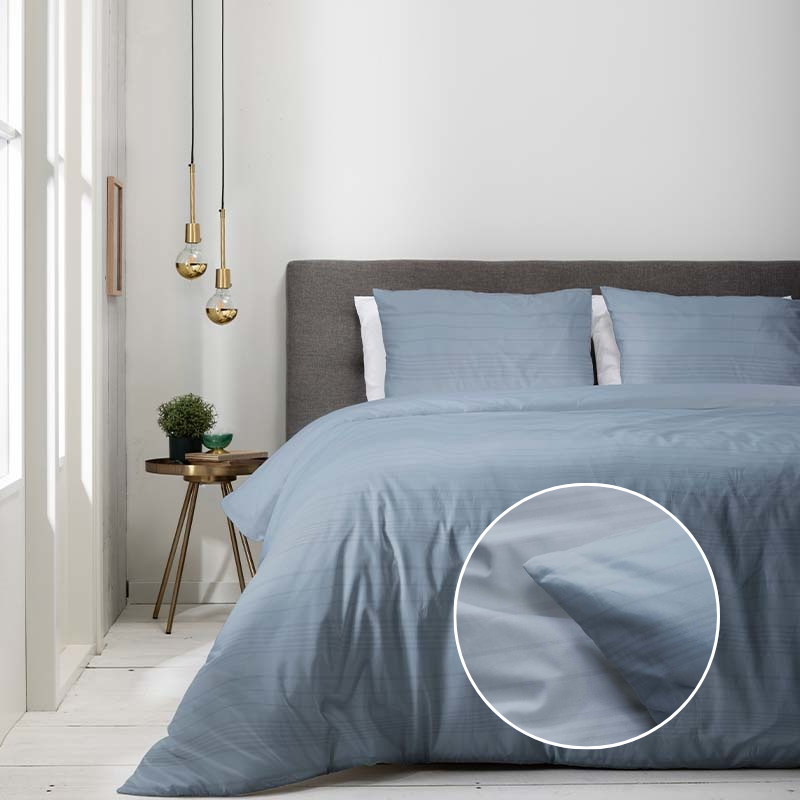 Dekbedovertrek Embossed Stripes Blauw Tweepersoons (200x200 Cm) Blauw Microvezel Strepen Luna Bedding - Overtrek - 200x200 Cm (Tweepersoons) - - Dekbed-Discounter.nl