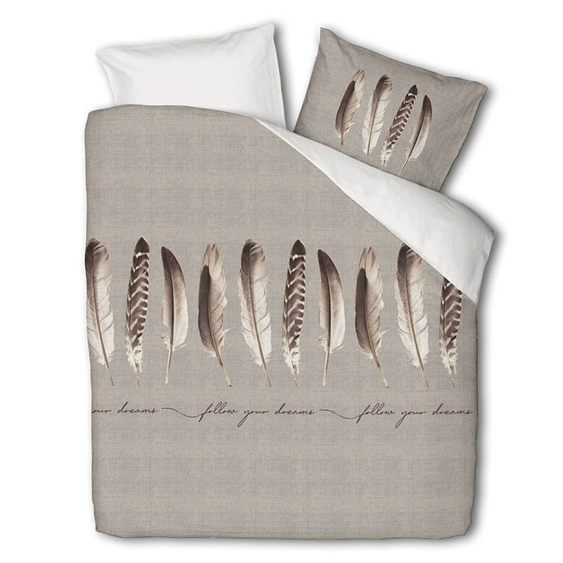Dekbedovertrek Endless Feathers Beige Tweepersoons (200x200 Cm) Beige Polyesterkatoen Veren Luna Bedding - Overtrek - 200x200 Cm (Tweepersoons) - Dekbed-Discounter.nl