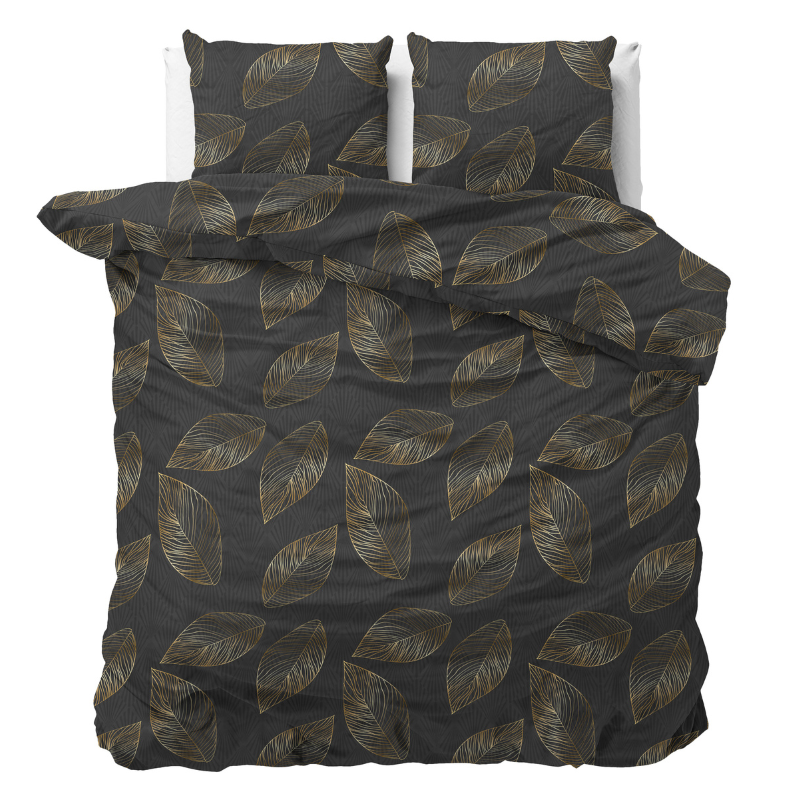 Dekbedovertrek Golden Leaf Eenpersoons (140x200 Cm) Taupe Microvezel Natuur Sleeptime - Overtrek - 140x200 Cm (Eenpersoons) - Sleeptime - Dekbed-Discounter.nl