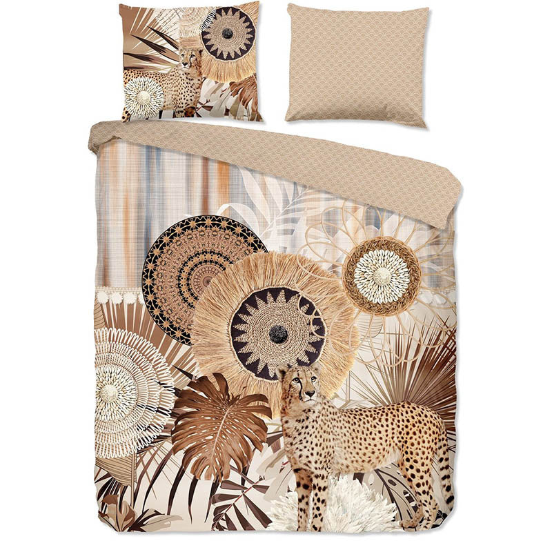 Dekbedovertrek HIP Katoen Satijn Raeni Tweepersoons (200x200 Cm) Meerkleurig & Beige Katoen Satijn Patroon & Natuur & Dieren HIP - Overtrek - - Dekbed-Discounter.nl