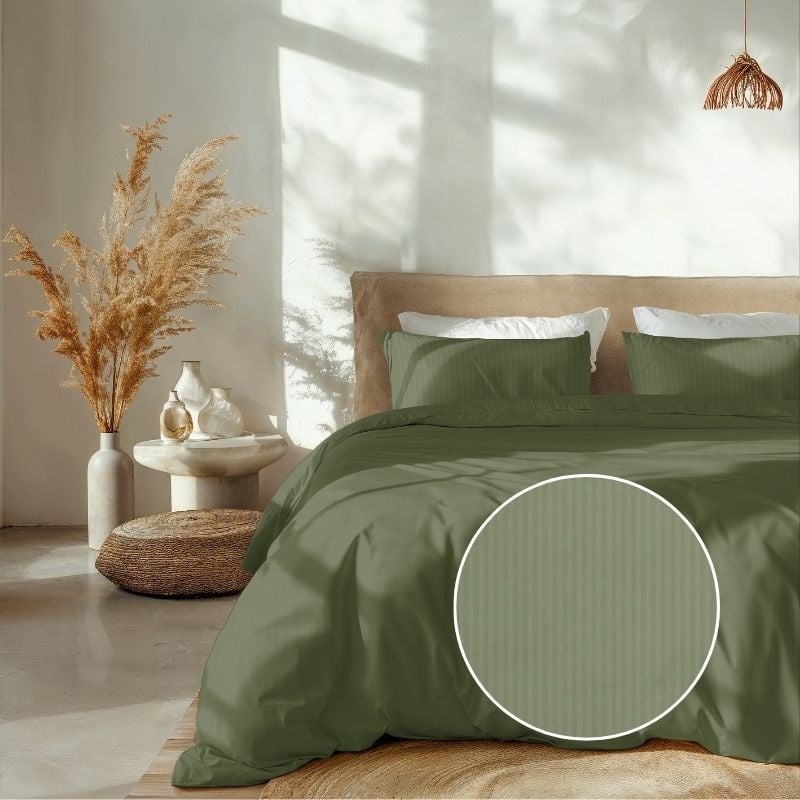 Dekbedovertrek Katoen Satijn Banda Licht Groen LitsJumeaux (240x220 Cm) Groen Katoen Satijn Strepen Heckett Lane - Overtrek - 240x220 Cm - Dekbed-Discounter.nl