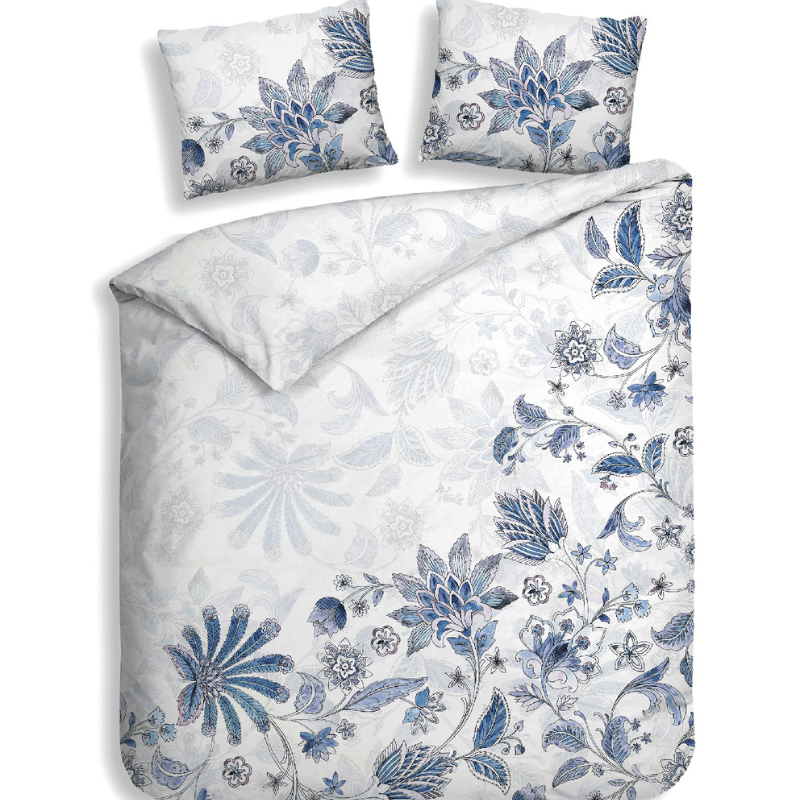 Dekbedovertrek Katoen Satijn Double Face Asia LitsJumeaux (240x220 Cm) Wit Katoen Satijn Bloemen Heckett Lane - Overtrek - 240x220 Cm - Dekbed-Discounter.nl
