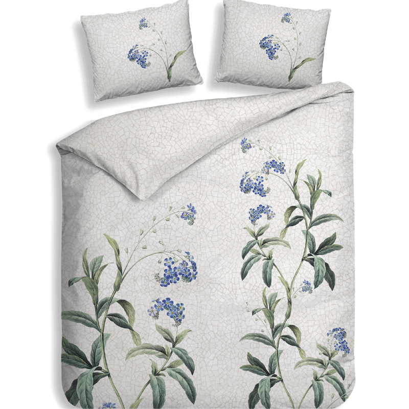 Dekbedovertrek Katoen Satijn Double Face Lacie LitsJumeaux (240x220 Cm) Grijs Katoen Satijn Bloemen Heckett Lane - Overtrek - 240x220 Cm - Dekbed-Discounter.nl